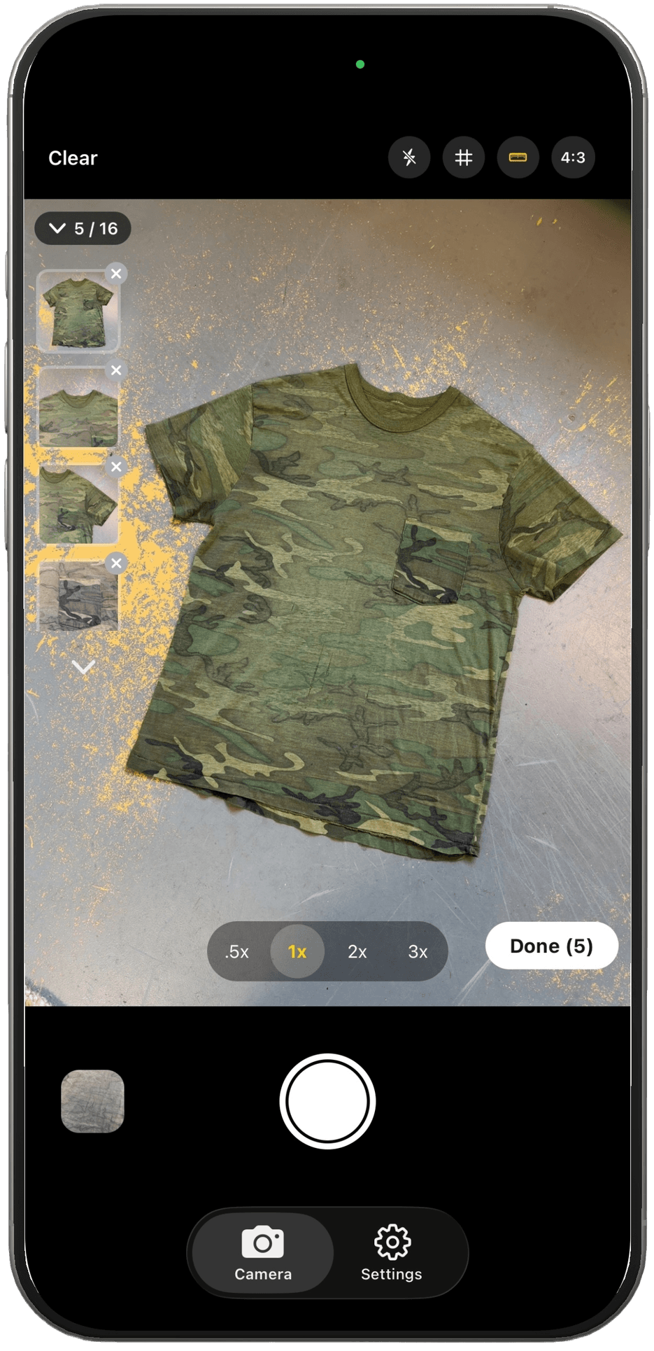 Dropstitch app camera flow on iPhone